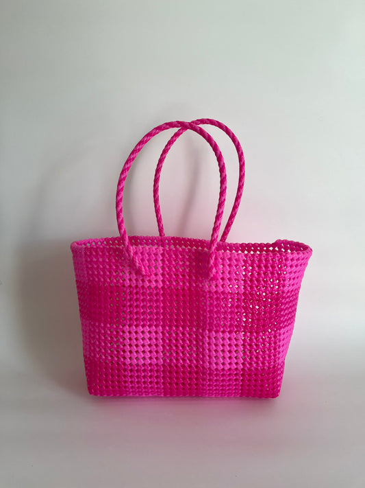 N°26L - SAC COLORÉ - GRAND - rose fluo & rose clair