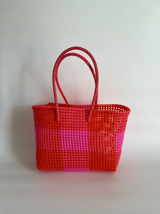 N°12L bis - SAC COLORÉ - GRAND - rose clair & rouge