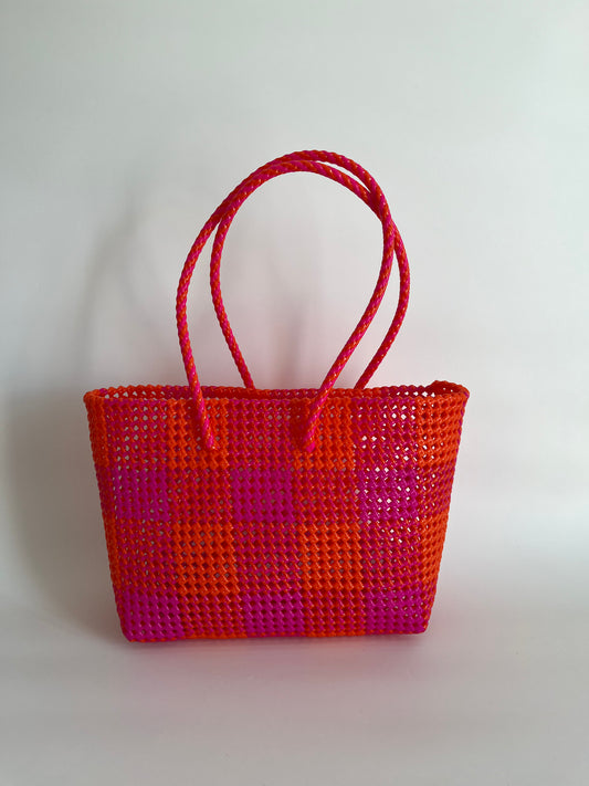 N°97L - SAC COLORÉ - GRAND - rose foncé & orange