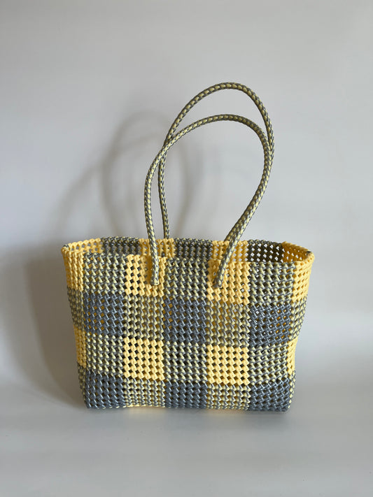 N°348L - SAC COLORÉ - GRAND - Crème & argenté