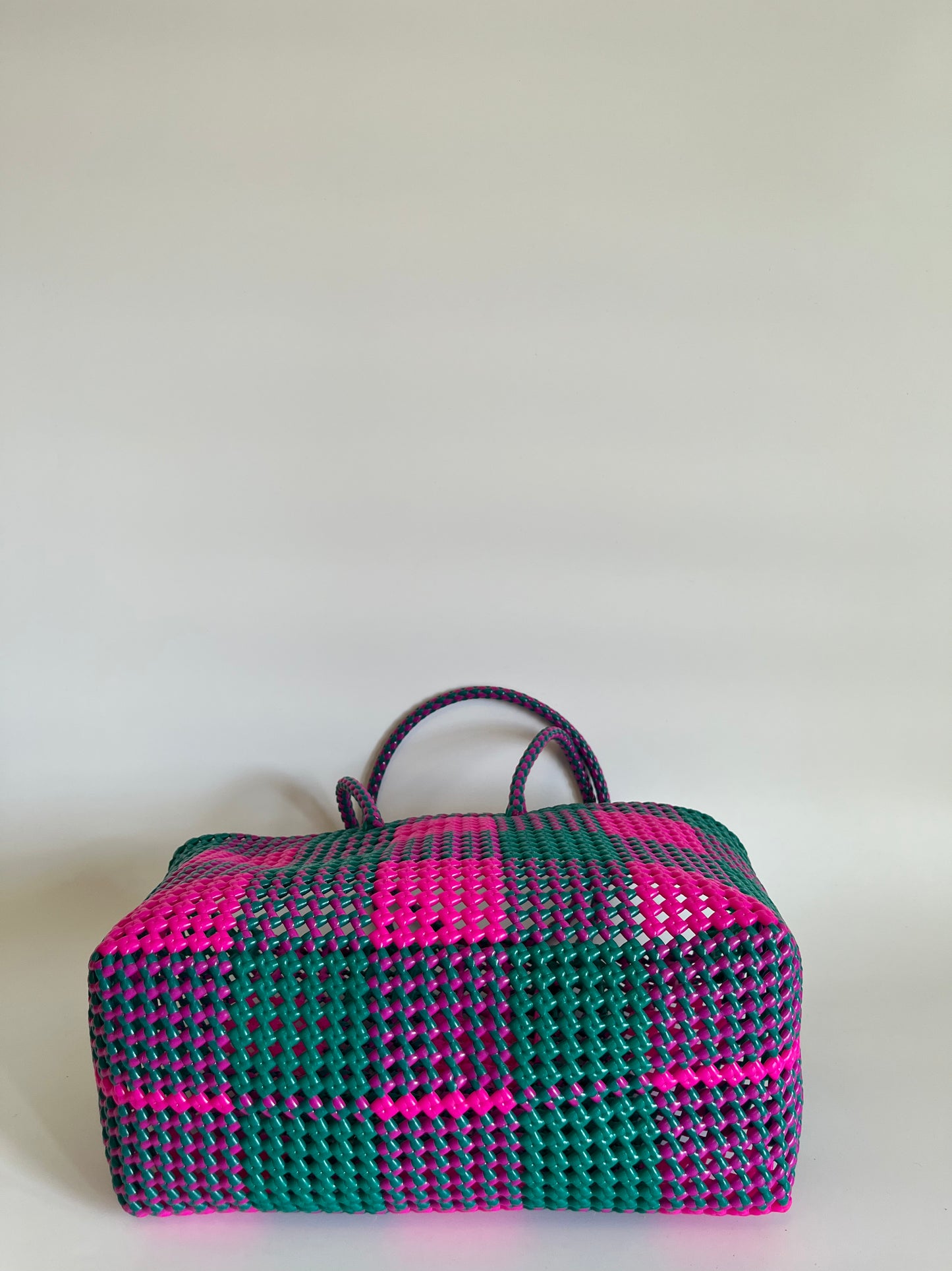 N°115L - SAC COLORÉ - GRAND - rose fluo & vert foncé