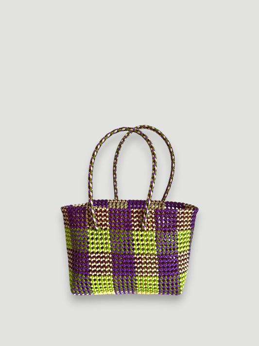 N°350M - SAC PANIER TRESSÉ MAIN - MOYEN - multicolors