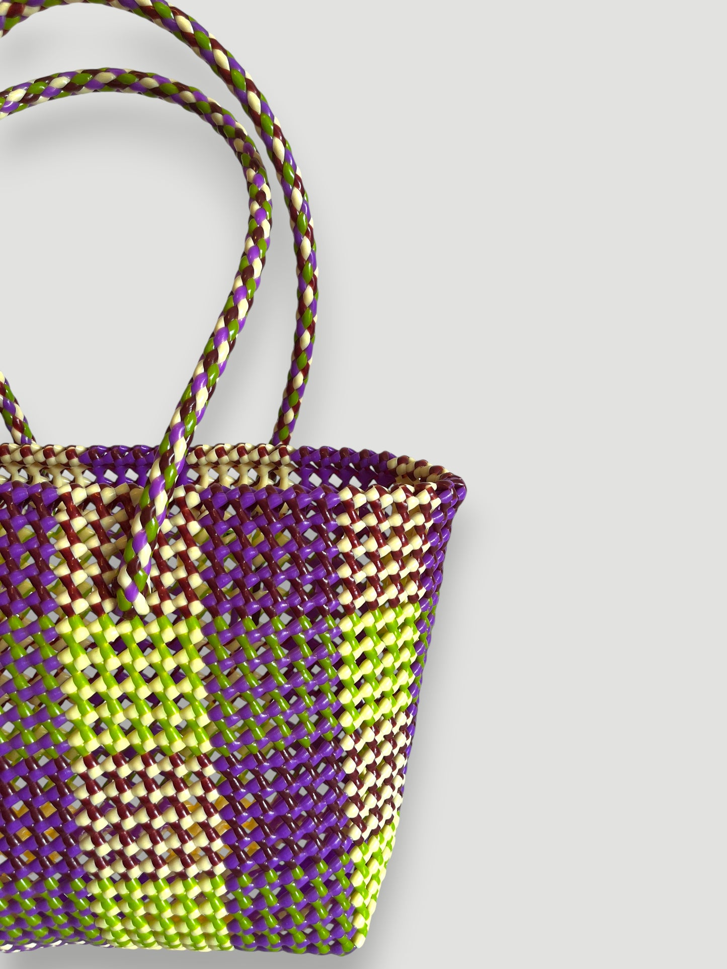 N°350M - SAC PANIER TRESSÉ MAIN - MOYEN - multicolors