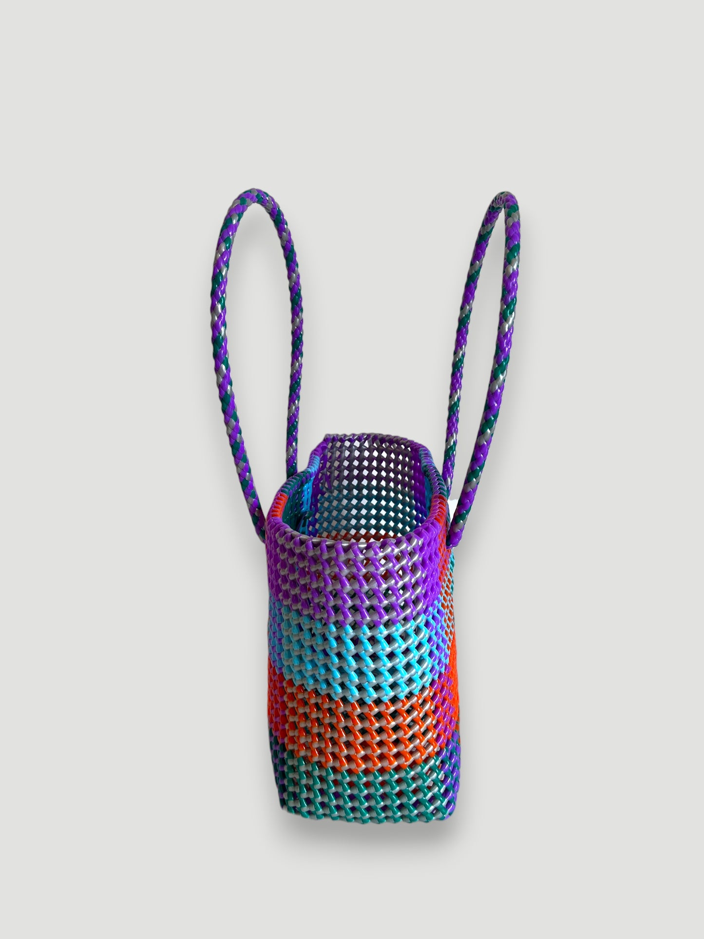 N°354M - SAC PANIER TRESSÉ MAIN - MOYEN - multicolors