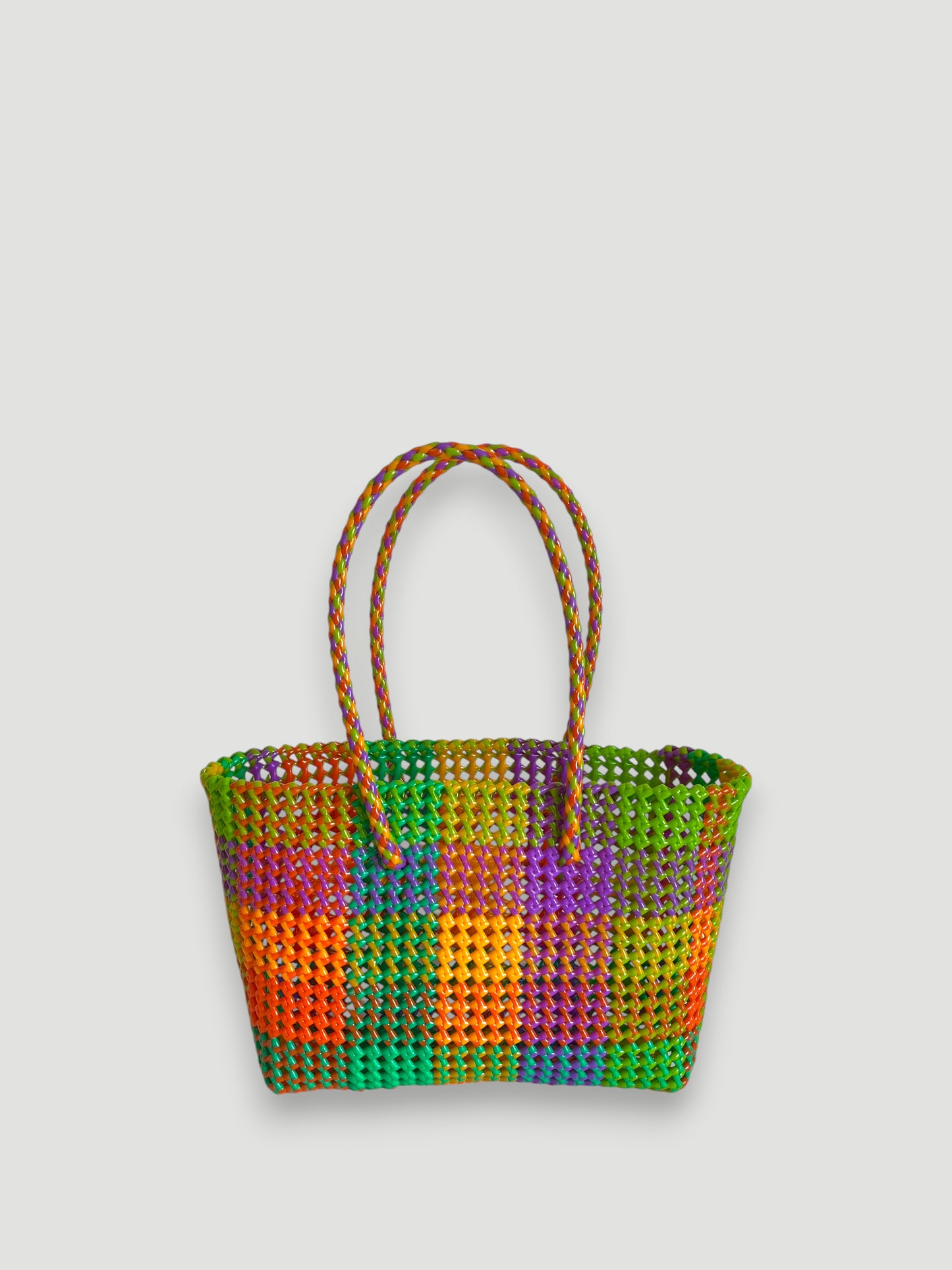 N°357M - SAC PANIER TRESSÉ MAIN - MOYEN - multicolors