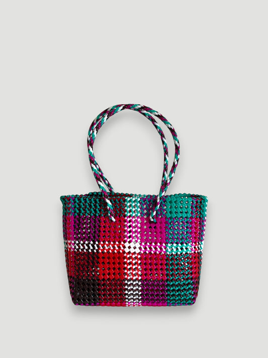 N°358M - SAC PANIER TRESSÉ MAIN - MOYEN - multicolors