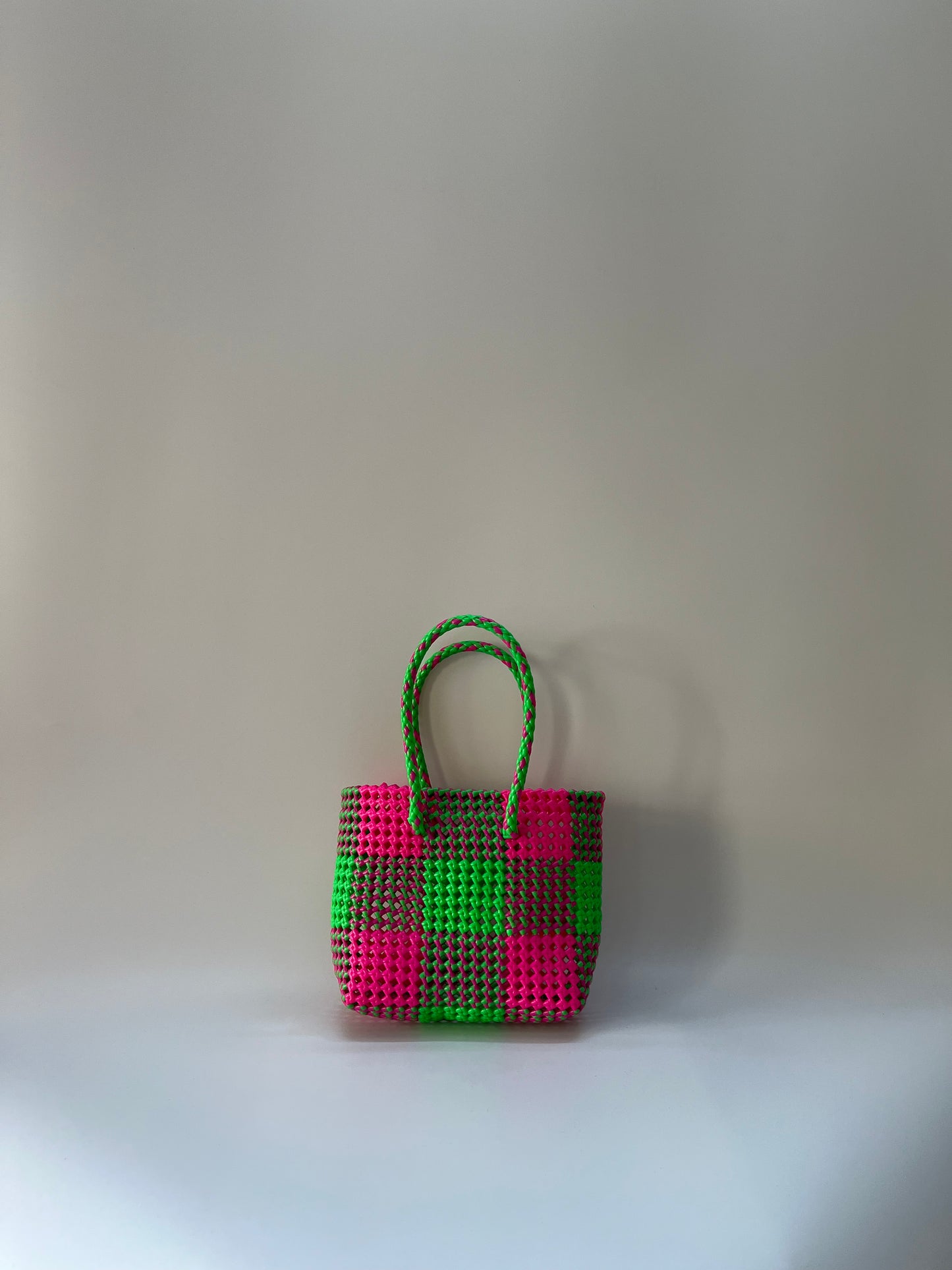 N°20S - SAC COLORÉ - PETIT - rose fluo & vert fluo