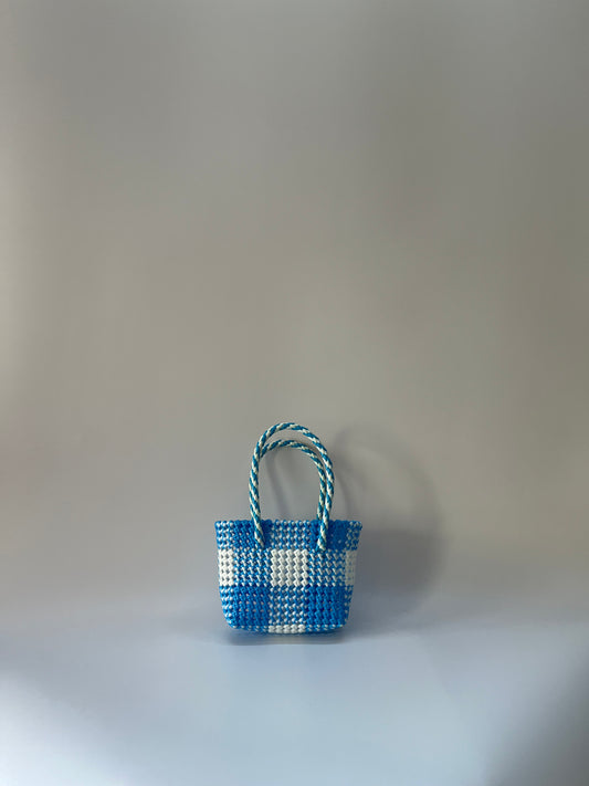 N°216XS - SAC IMPARFAIT - MINI - bleu clair & blanc