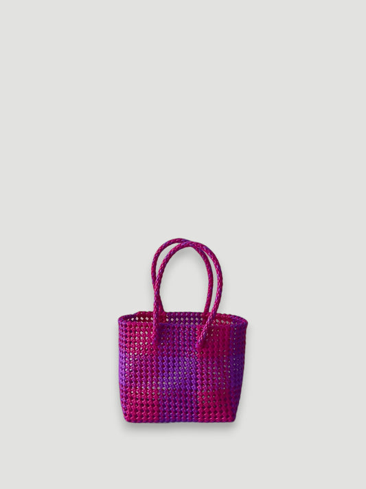 No. 9S - Hand-braided basket bag - small - dark pink &amp; purple