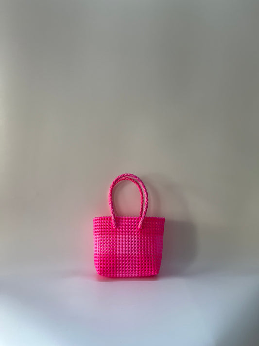 N°112S - SAC IMPARFAIT - PETIT - rose clair & rose fluo