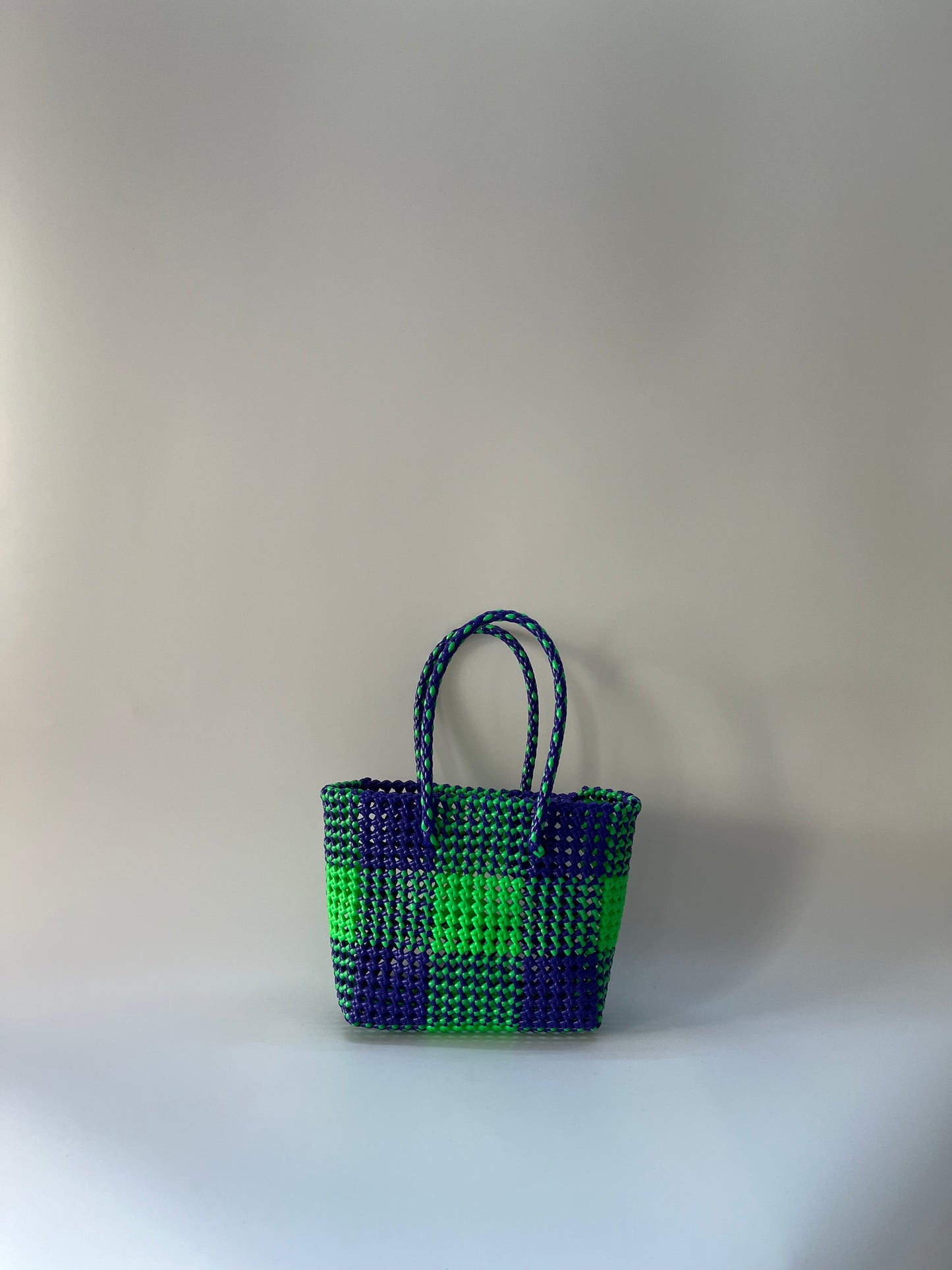 N°49S - SAC COLORÉ - PETIT - vert fluo & bleu foncé
