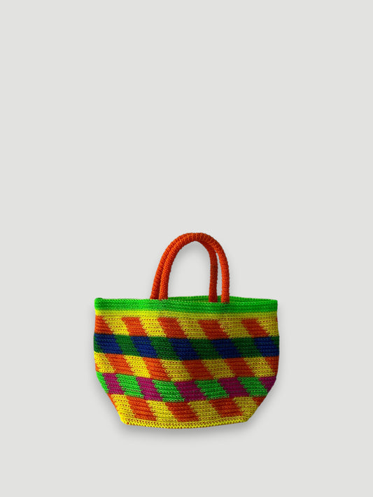 N°6SC - CROCHET BASKET BAG - MEDIUM - multicolors