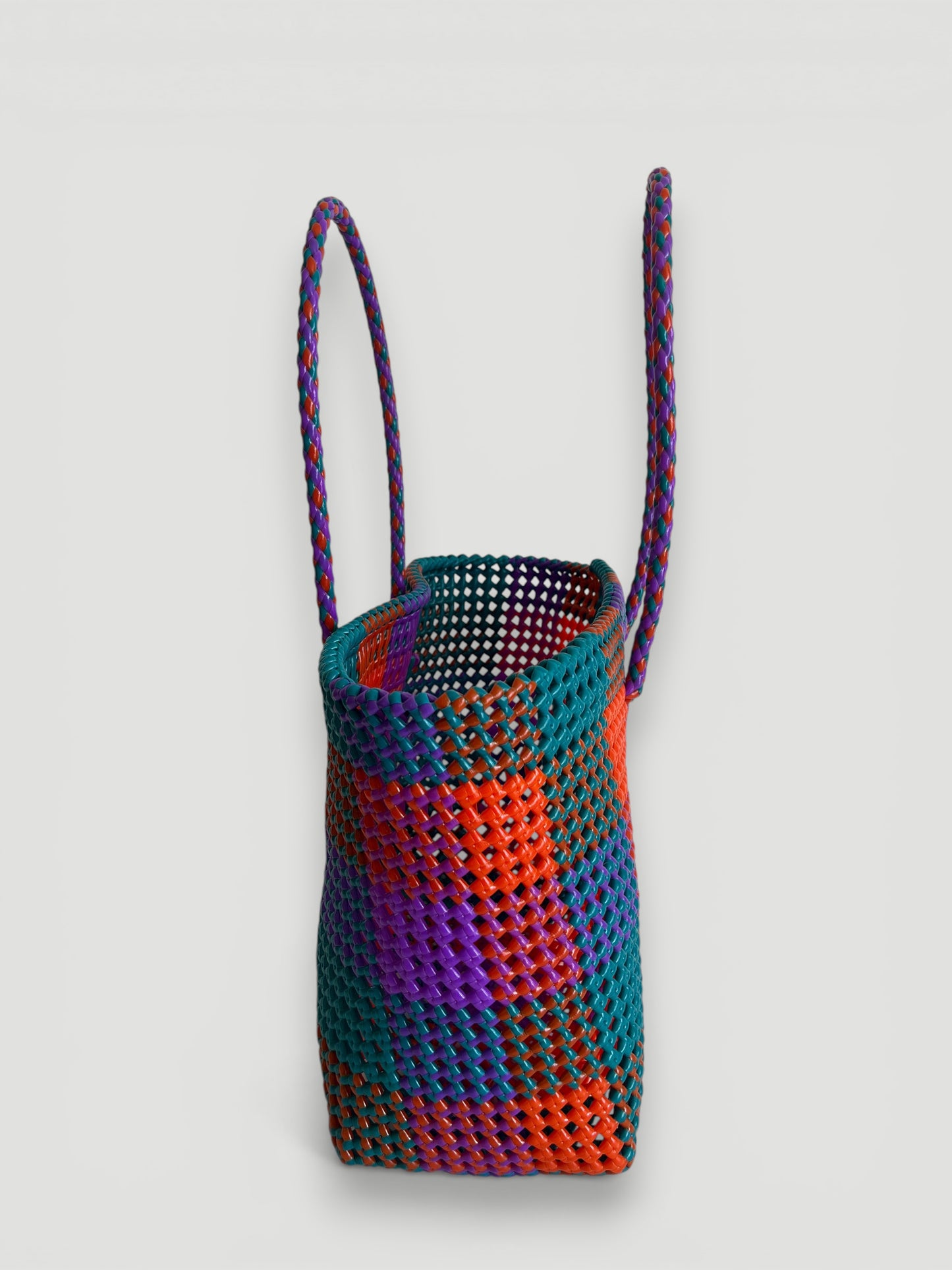 N°361L - SAC PANIER TRESSÉ MAIN - GRAND - multicolors