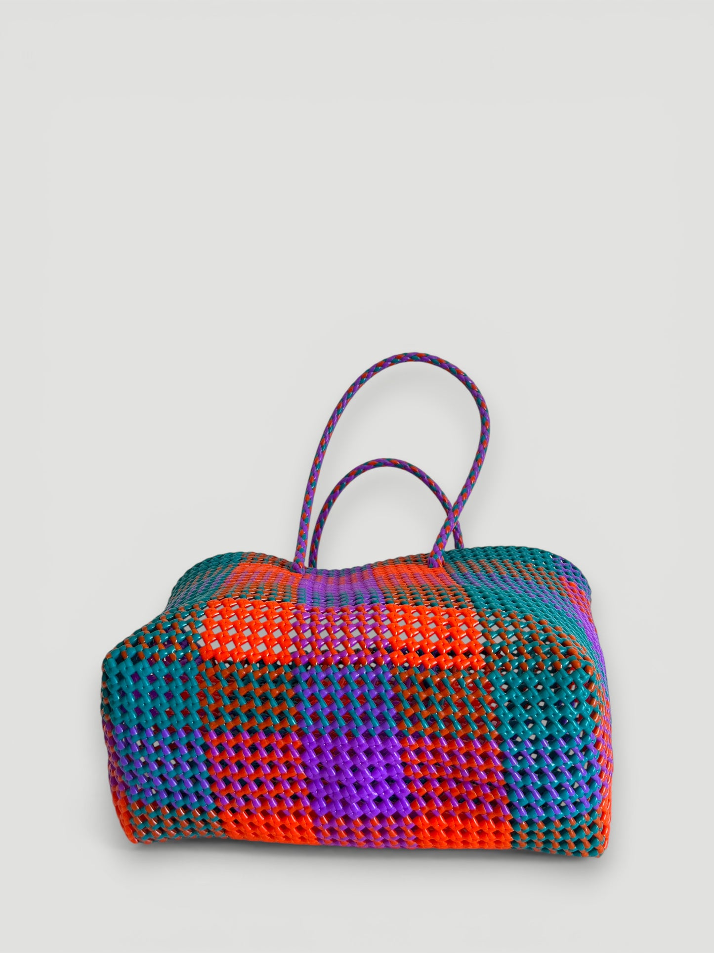 N°361L - SAC PANIER TRESSÉ MAIN - GRAND - multicolors