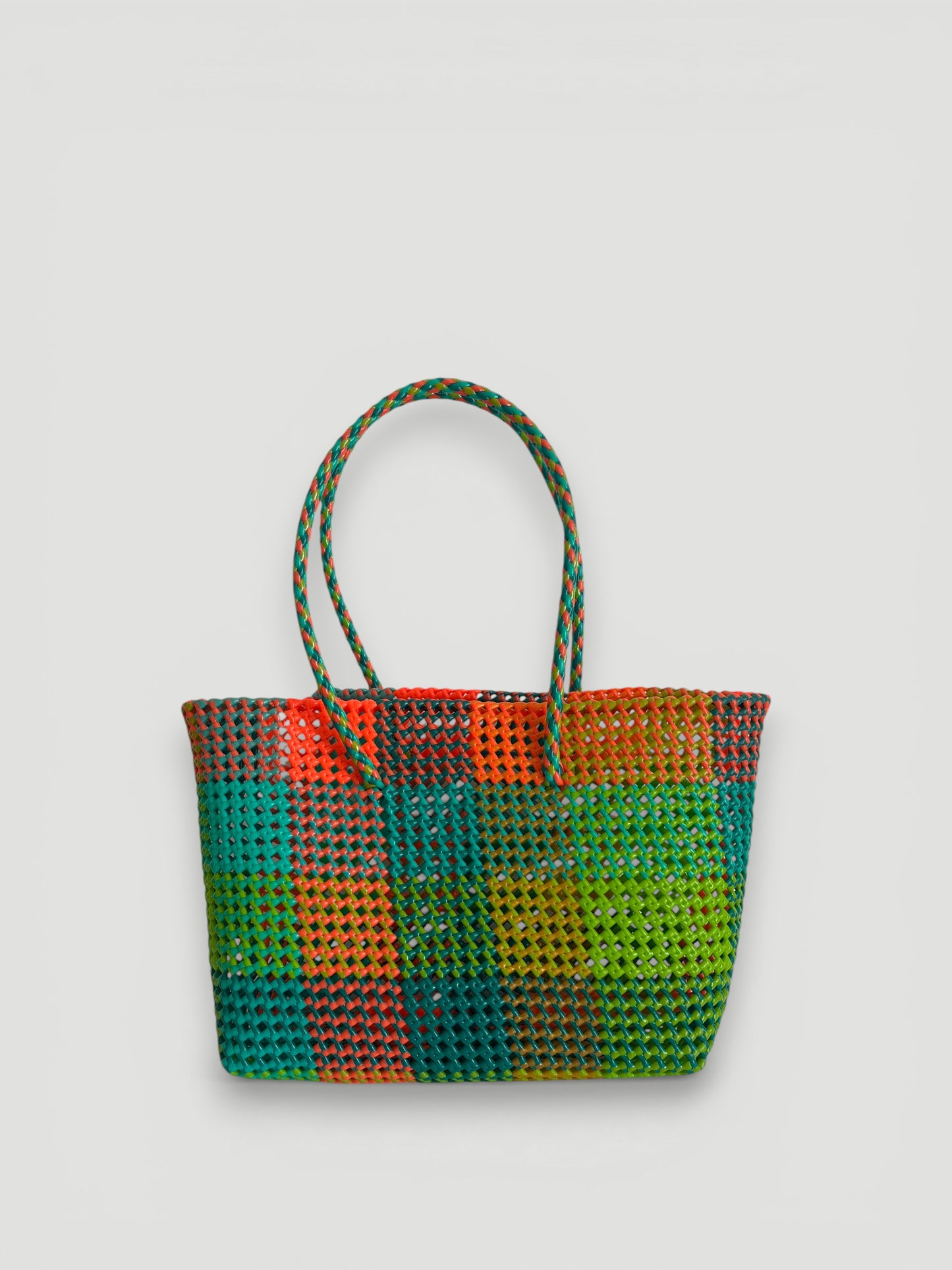 N°363L - SAC PANIER TRESSÉ  MAIN - GRAND - multicolors