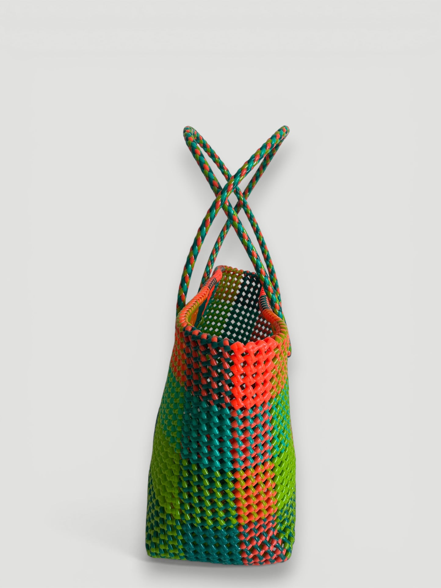 N°363L - SAC PANIER TRESSÉ  MAIN - GRAND - multicolors