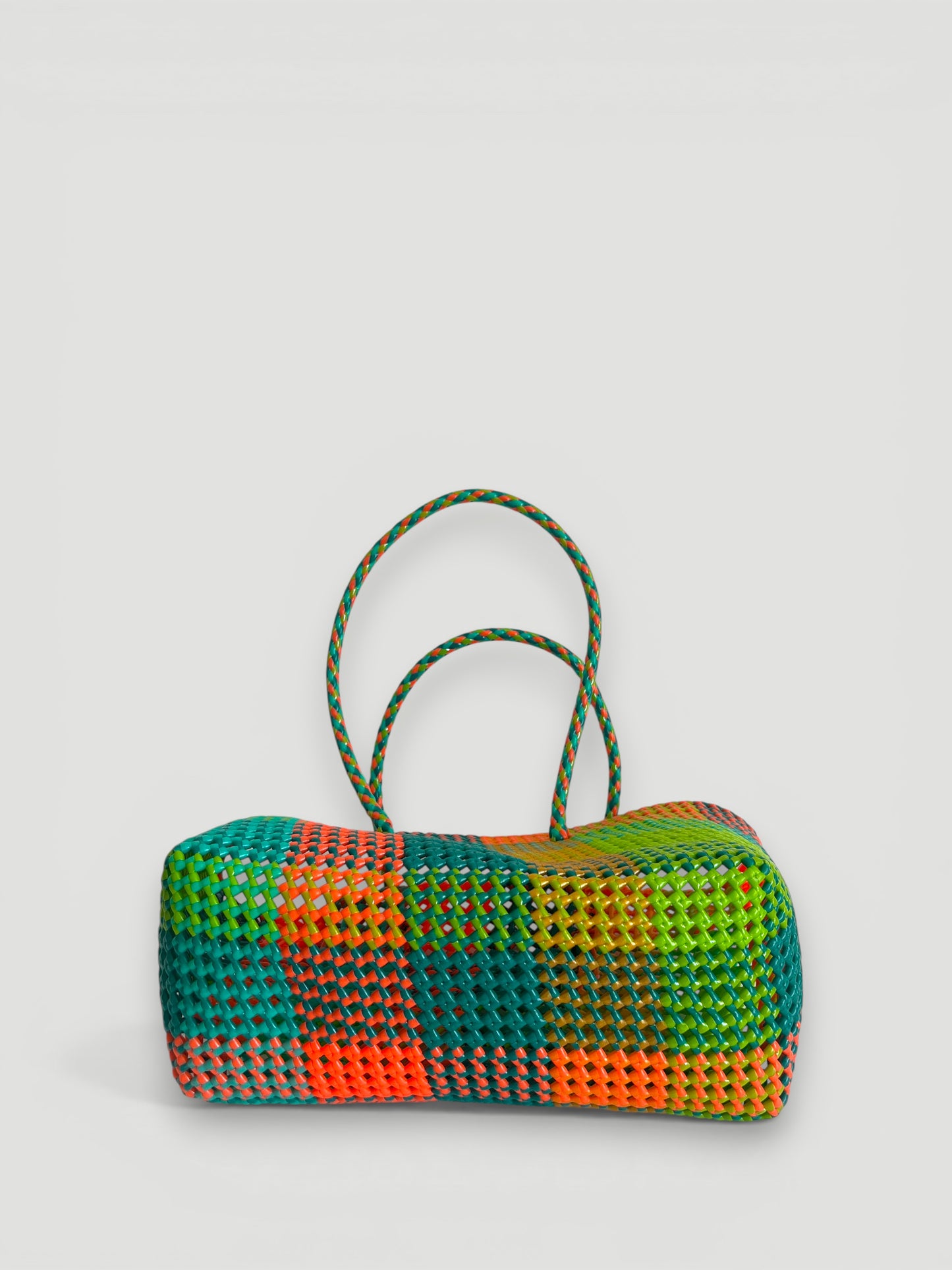 N°363L - SAC PANIER TRESSÉ  MAIN - GRAND - multicolors