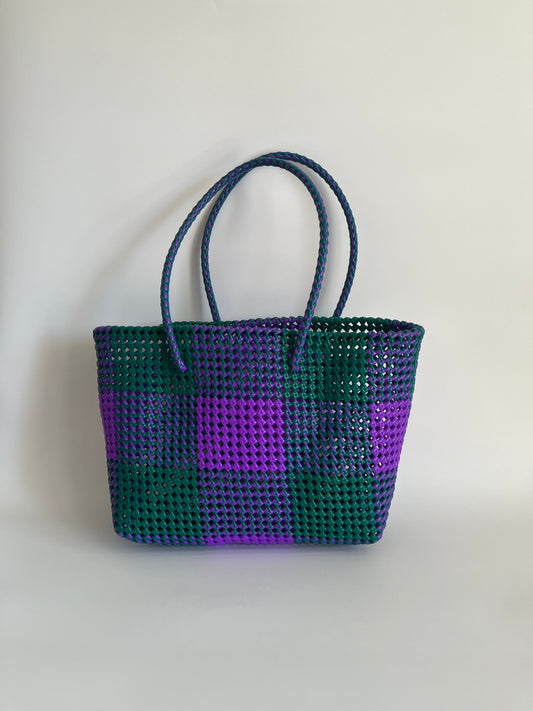 N°91L bis - SAC COLORÉ - GRAND - violet & vert foncé