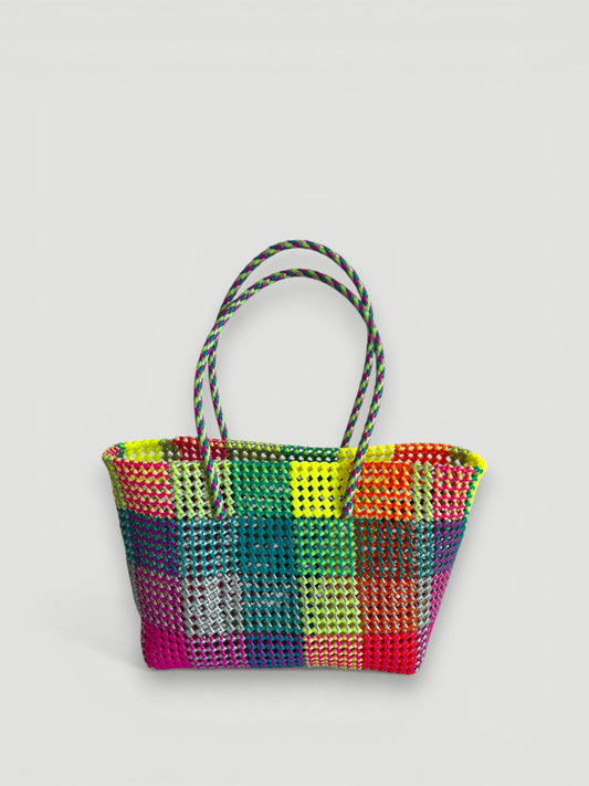 N°365L - SAC PANIER TRESSÉ  MAIN - GRAND - multicolors