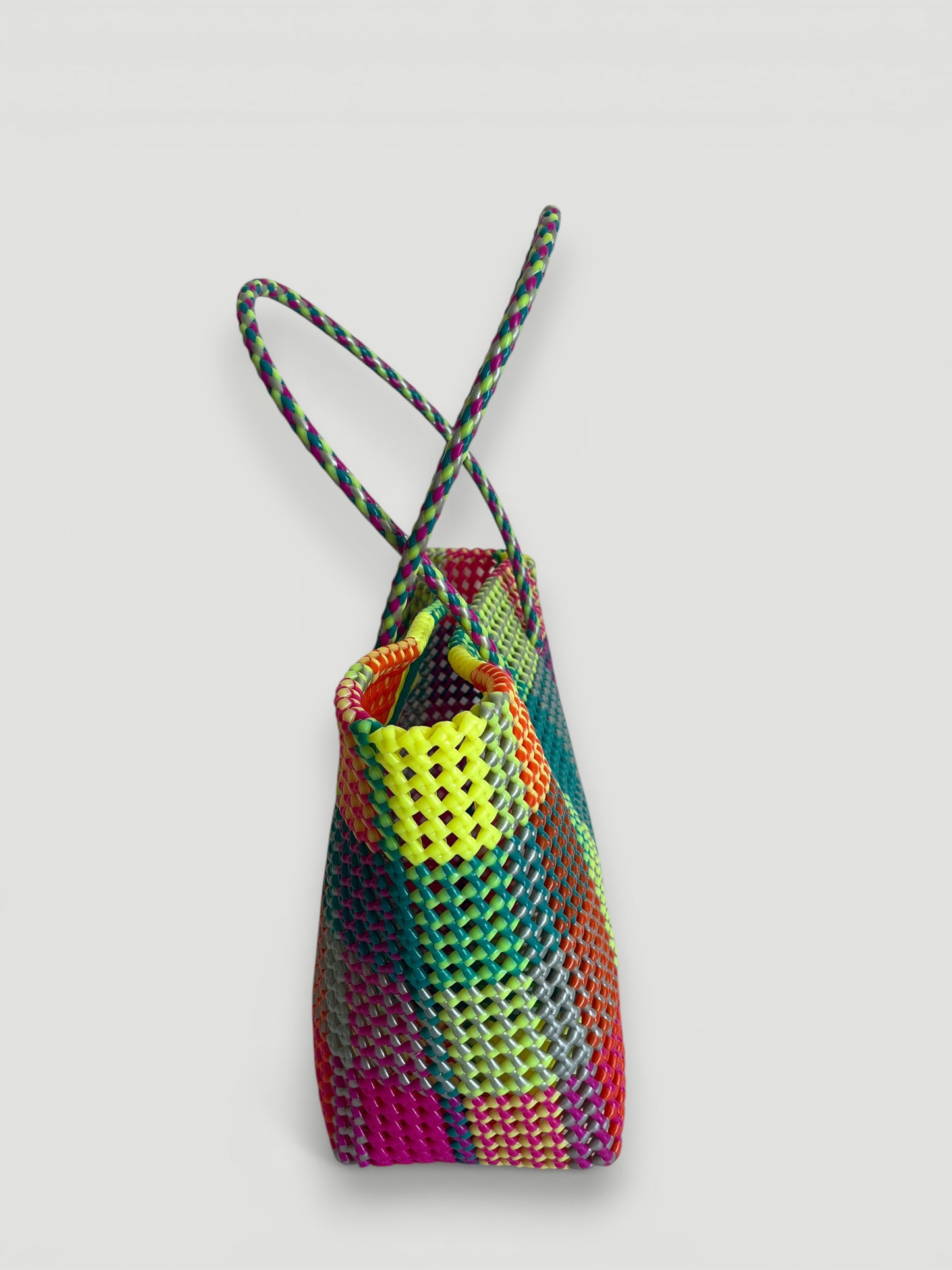 N°365L - SAC PANIER TRESSÉ  MAIN - GRAND - multicolors