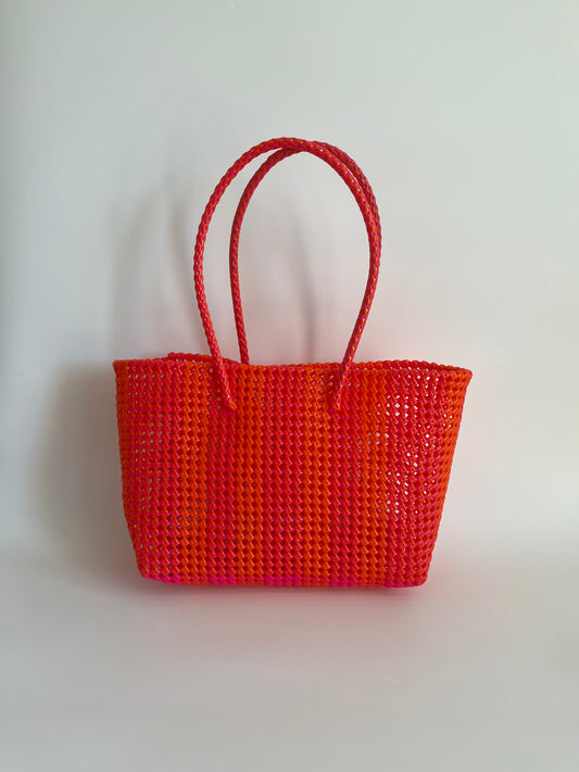 N°113L bis - SAC COLORÉ - GRAND - rose fluo & orange