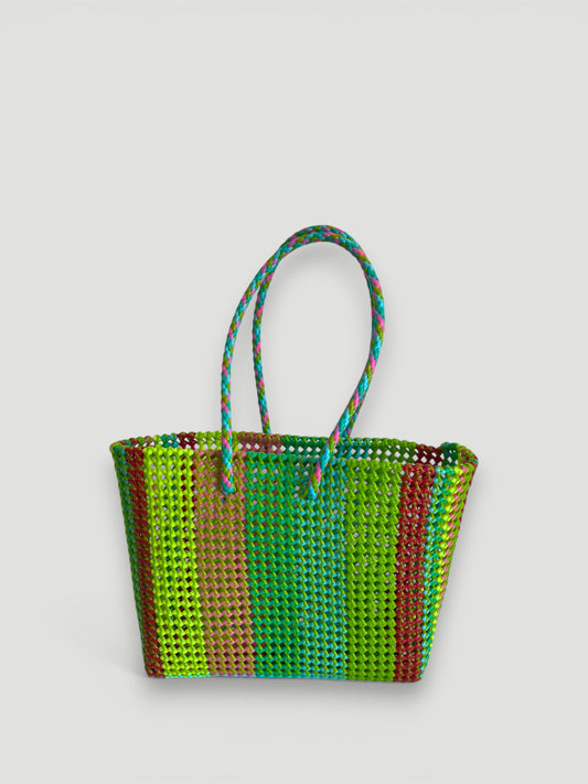 N°366L - SAC PANIER TRESSÉ  MAIN - GRAND - multicolors