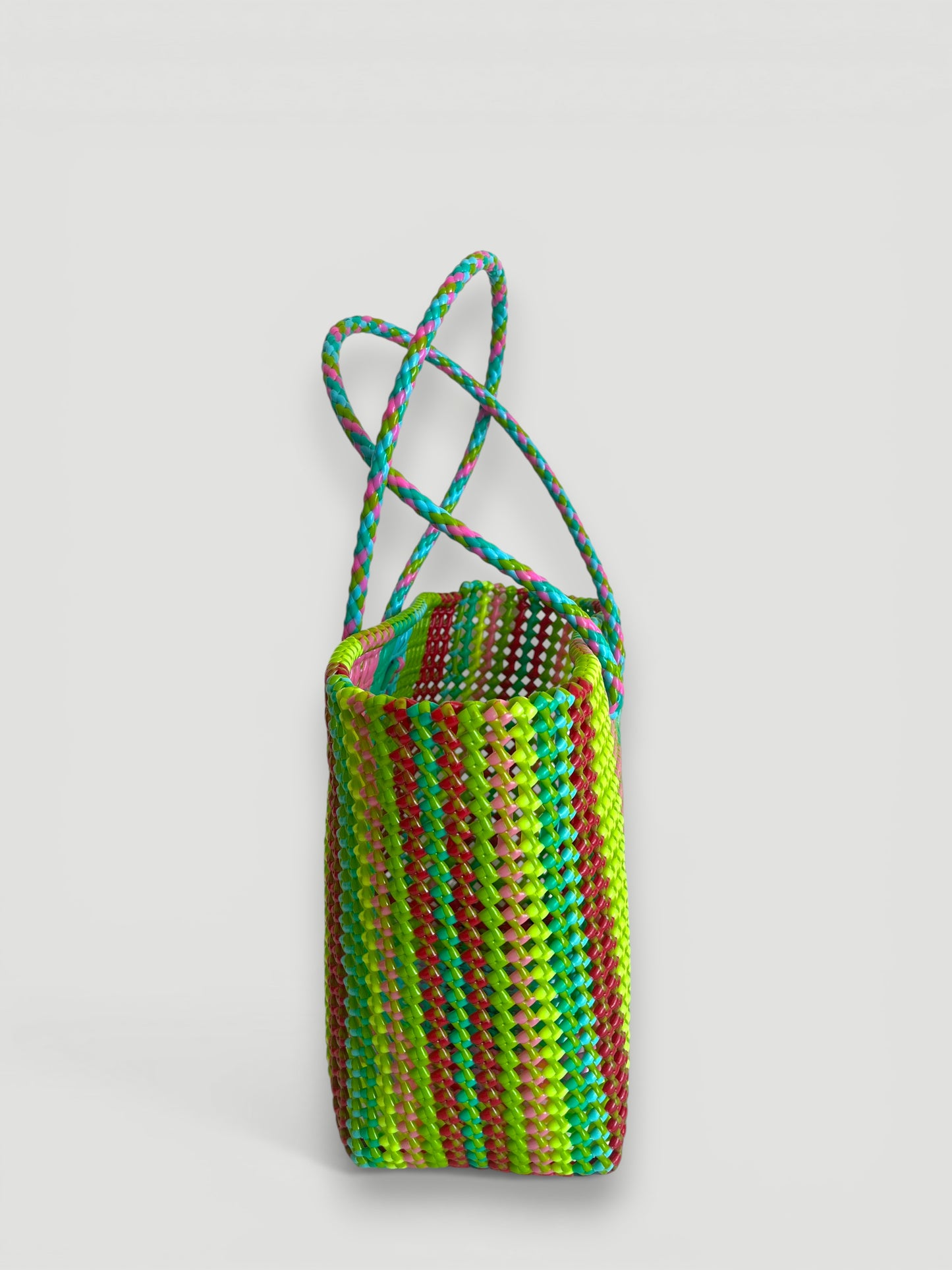 N°366L - SAC PANIER TRESSÉ  MAIN - GRAND - multicolors