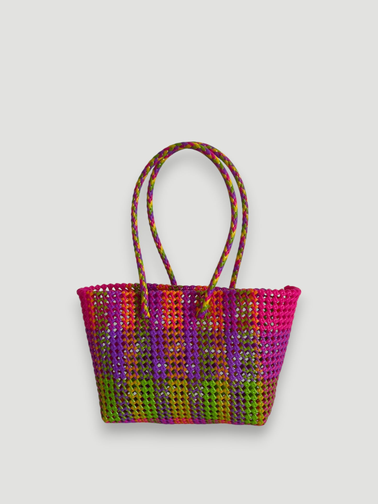 N°369M - SAC PANIER TRESSÉ MAIN - MOYEN - multicolors