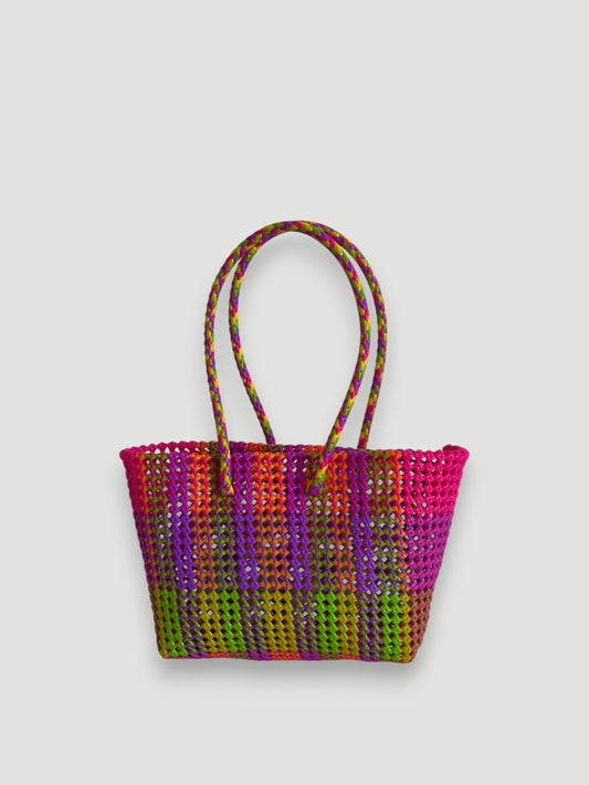 N°369M - SAC PANIER TRESSÉ MAIN - MOYEN - multicolors