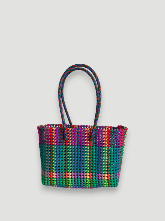 No. 371M - Hand-braided basket bag - medium - multicoloured