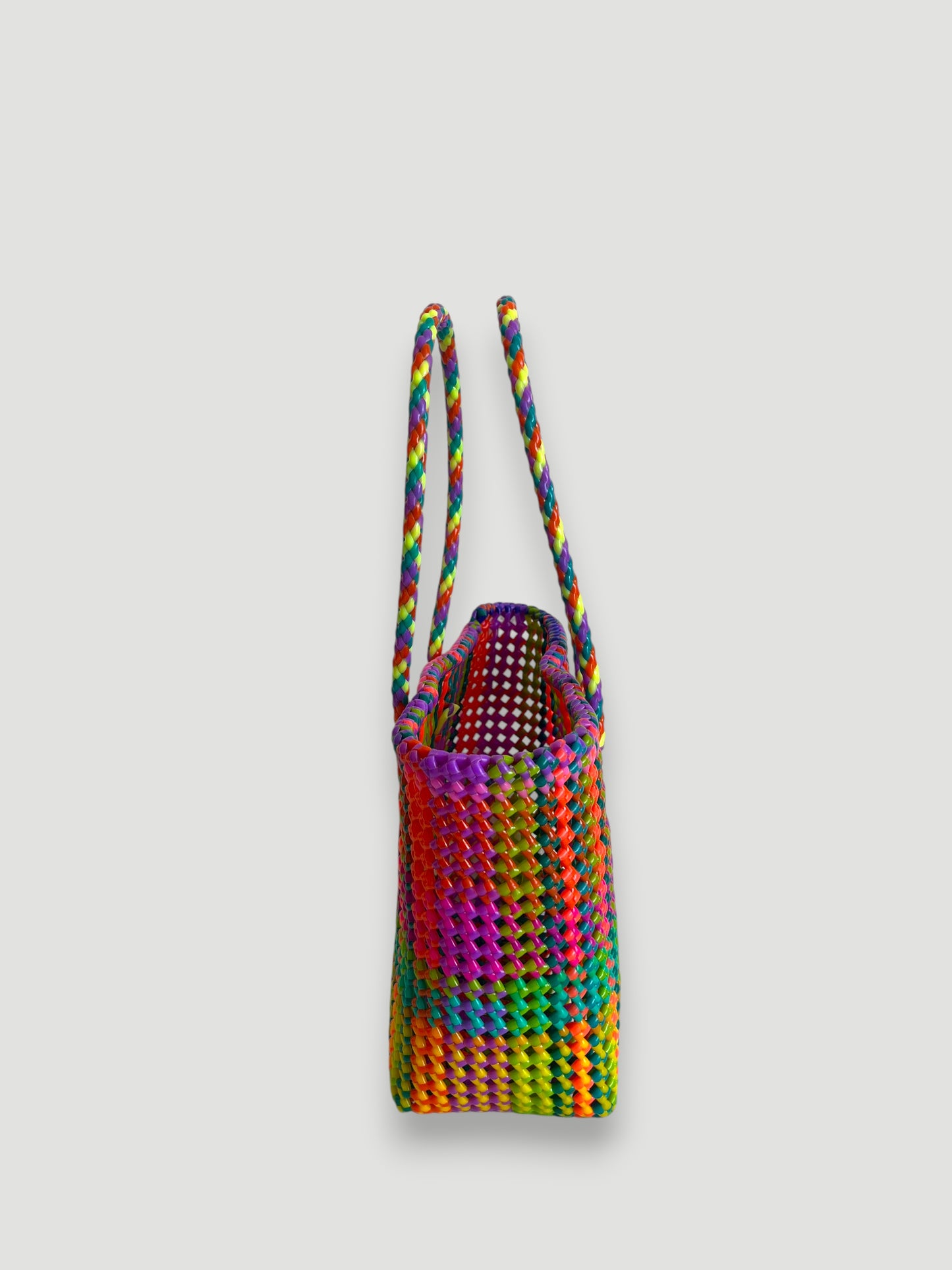 N°375M - SAC PANIER TRESSÉ MAIN - MOYEN - multicolors
