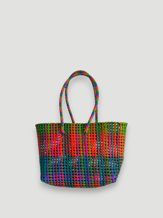 No. 376M - Hand-braided basket bag - medium - multicoloured