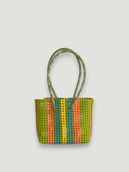 No. 378S - Hand-braided basket bag - small - multicoloured
