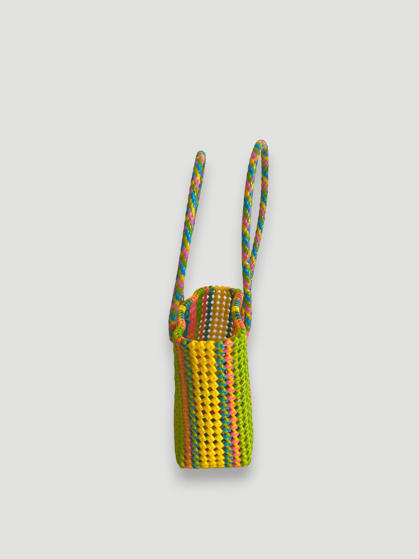 N°378S - SAC PANIER TRESSÉ MAIN - PETIT - multicolors