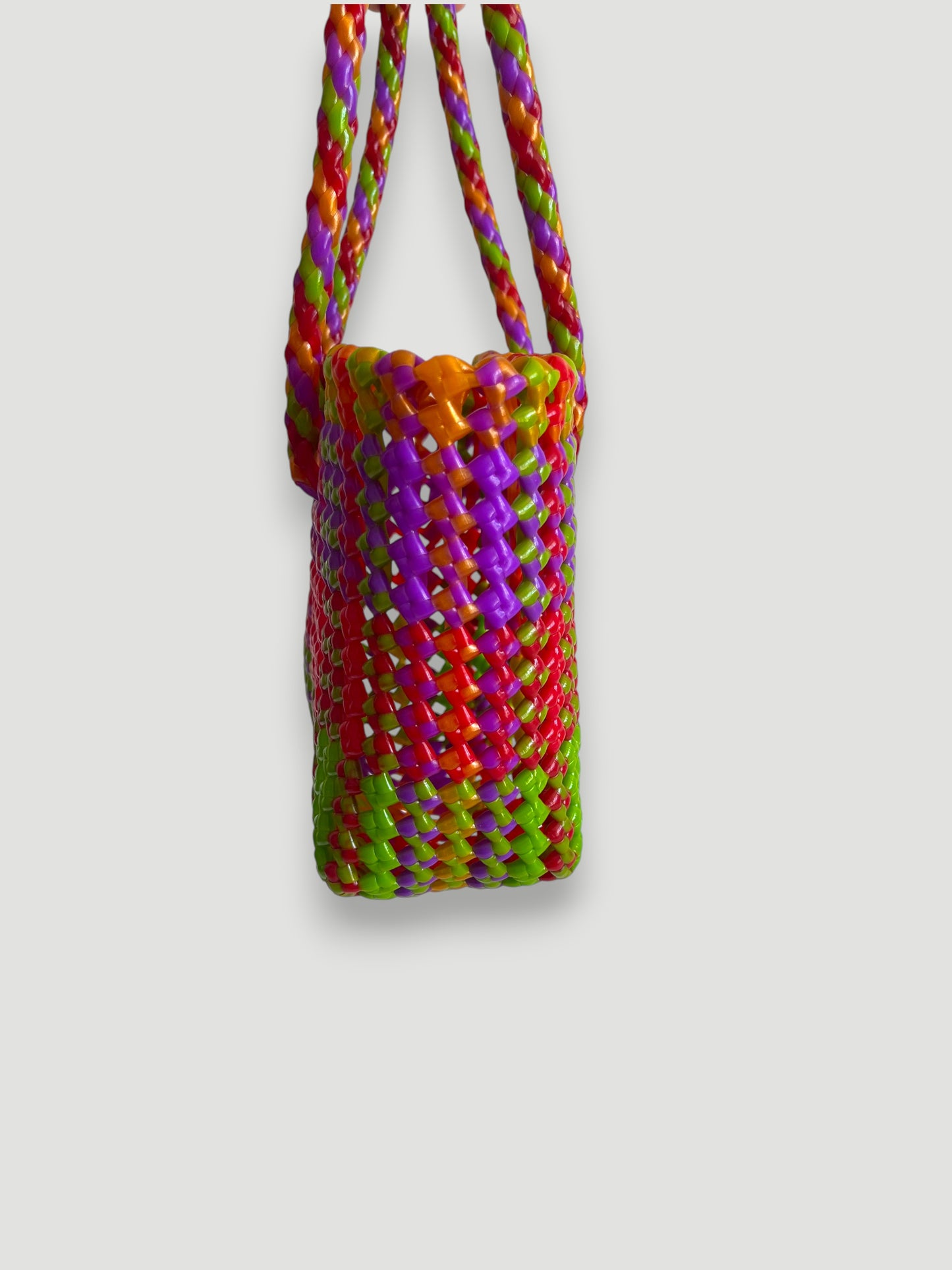 N°385XS - SAC PANIER TRESSÉ MAIN - MINI - multicolors