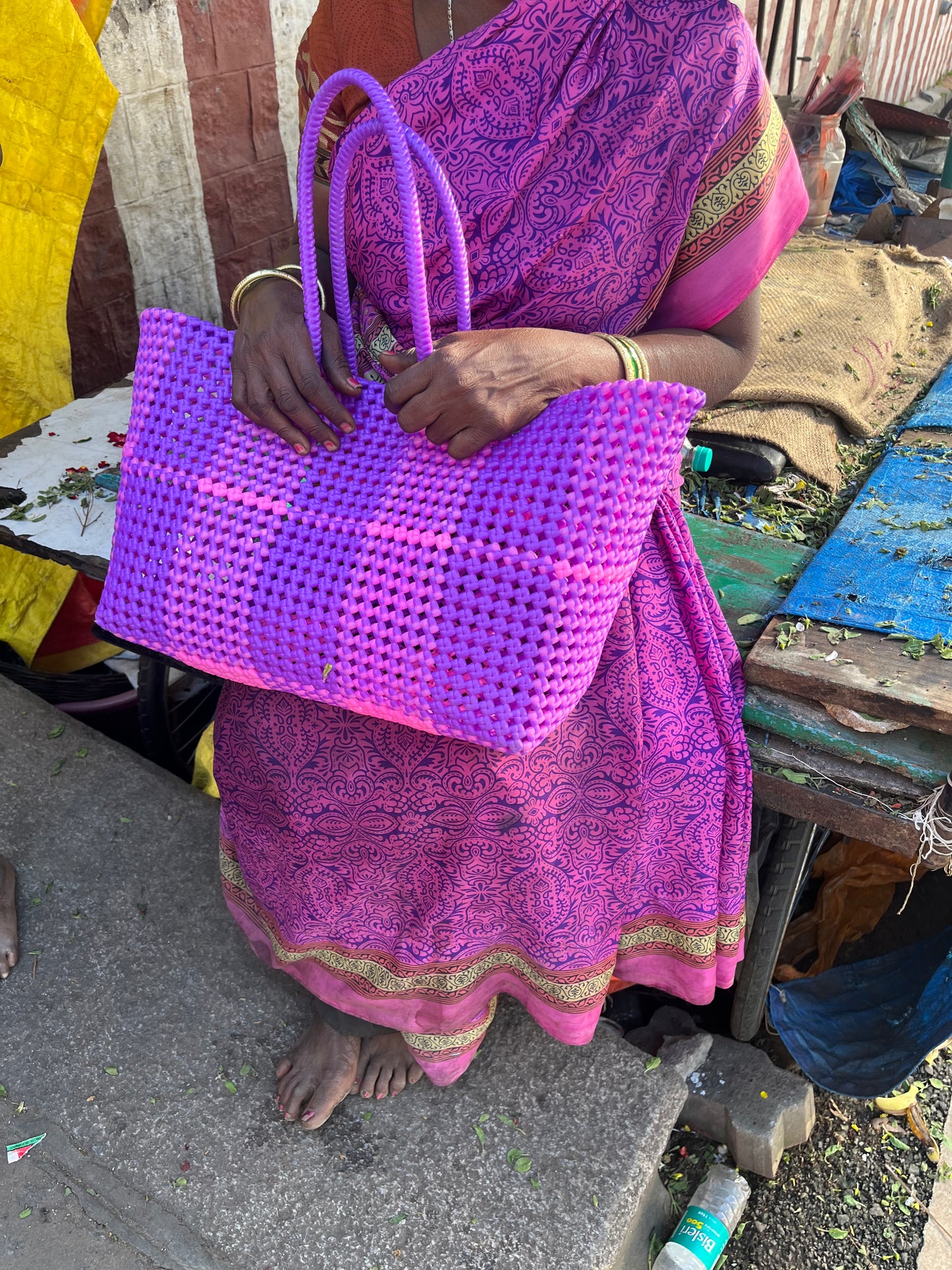 N°10L - SAC COLORÉ - GRAND - violet & rose clair