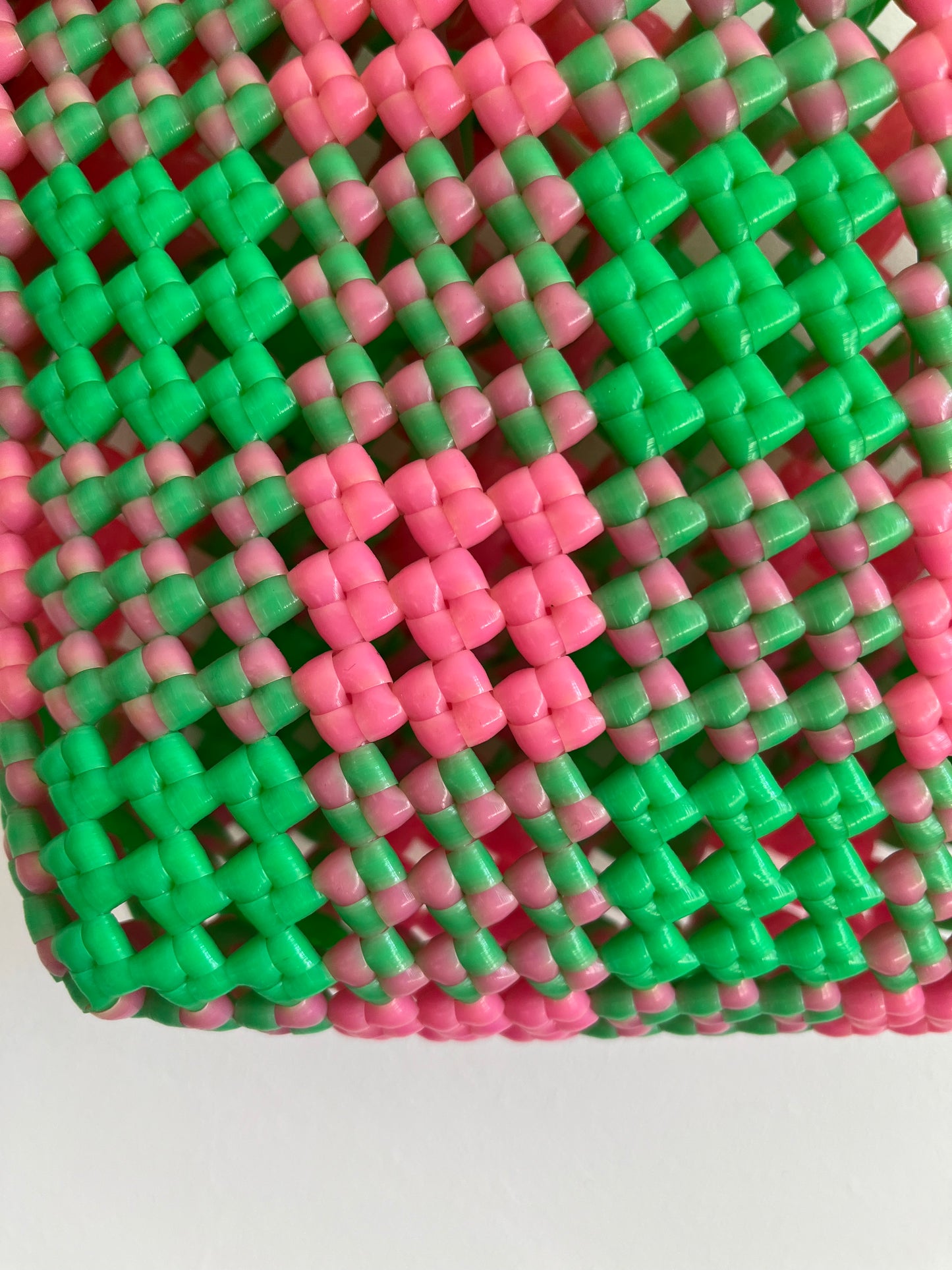 N°105XS - SAC PANIER IMPARFAIT - MINI - rose clair & vert fluo