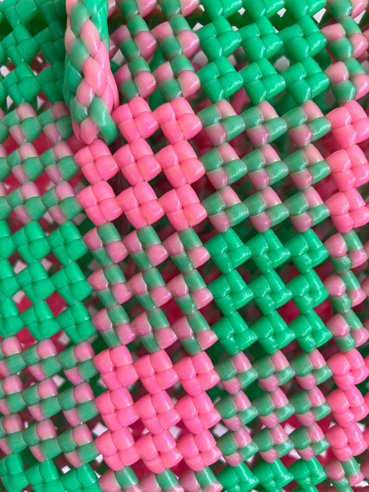 N°105XS - SAC PANIER IMPARFAIT - MINI - rose clair & vert fluo