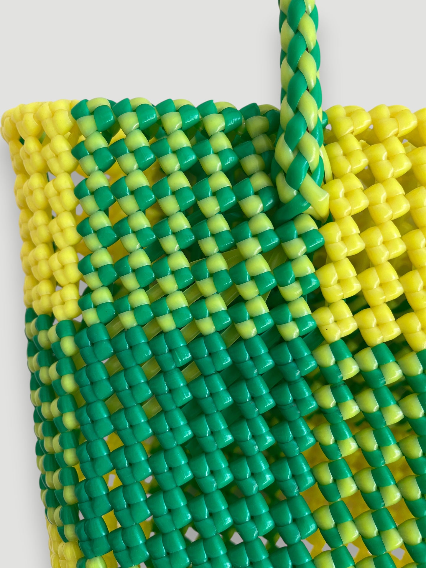 No. 29S - Hand-woven basket bag - small - neon yellow &amp; neon green