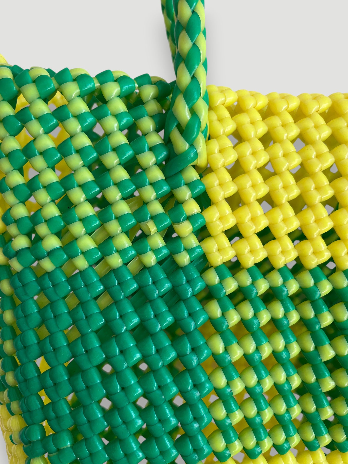 No. 29S - Hand-woven basket bag - small - neon yellow &amp; neon green