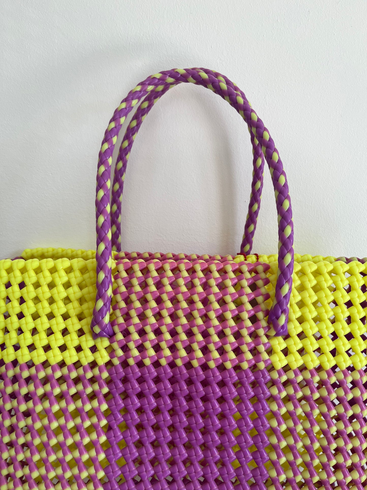 N°7L - SAC PANIER IMPARFAIT - GRAND - jaune fluo & violet
