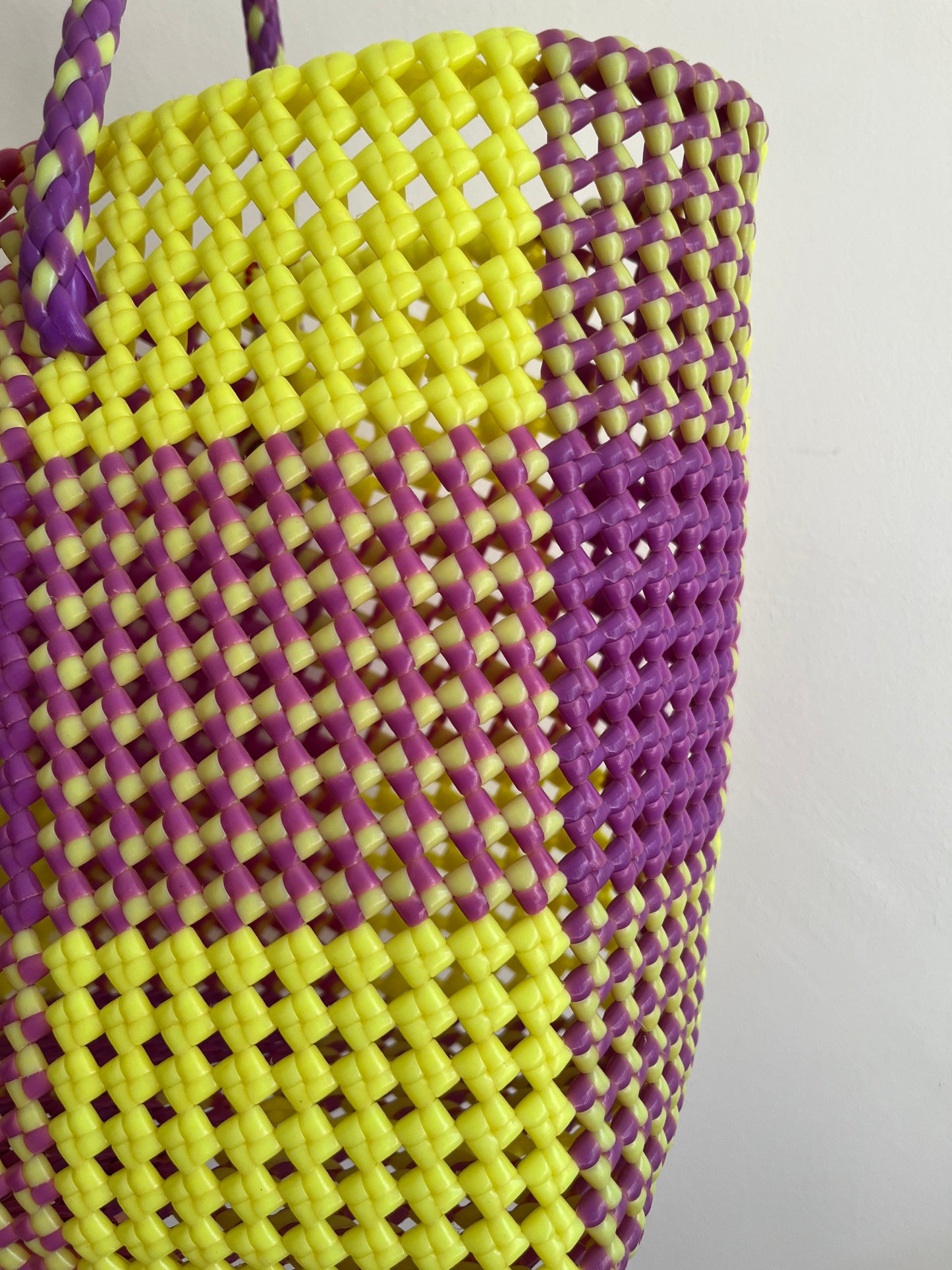 N°7L - SAC PANIER IMPARFAIT - GRAND - jaune fluo & violet
