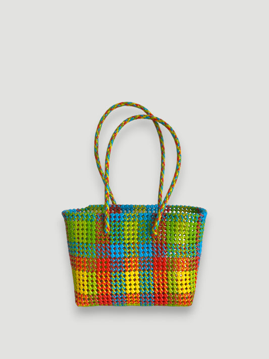 N°388M - SAC PANIER TRESSÉ MAIN - MOYEN - multicolors