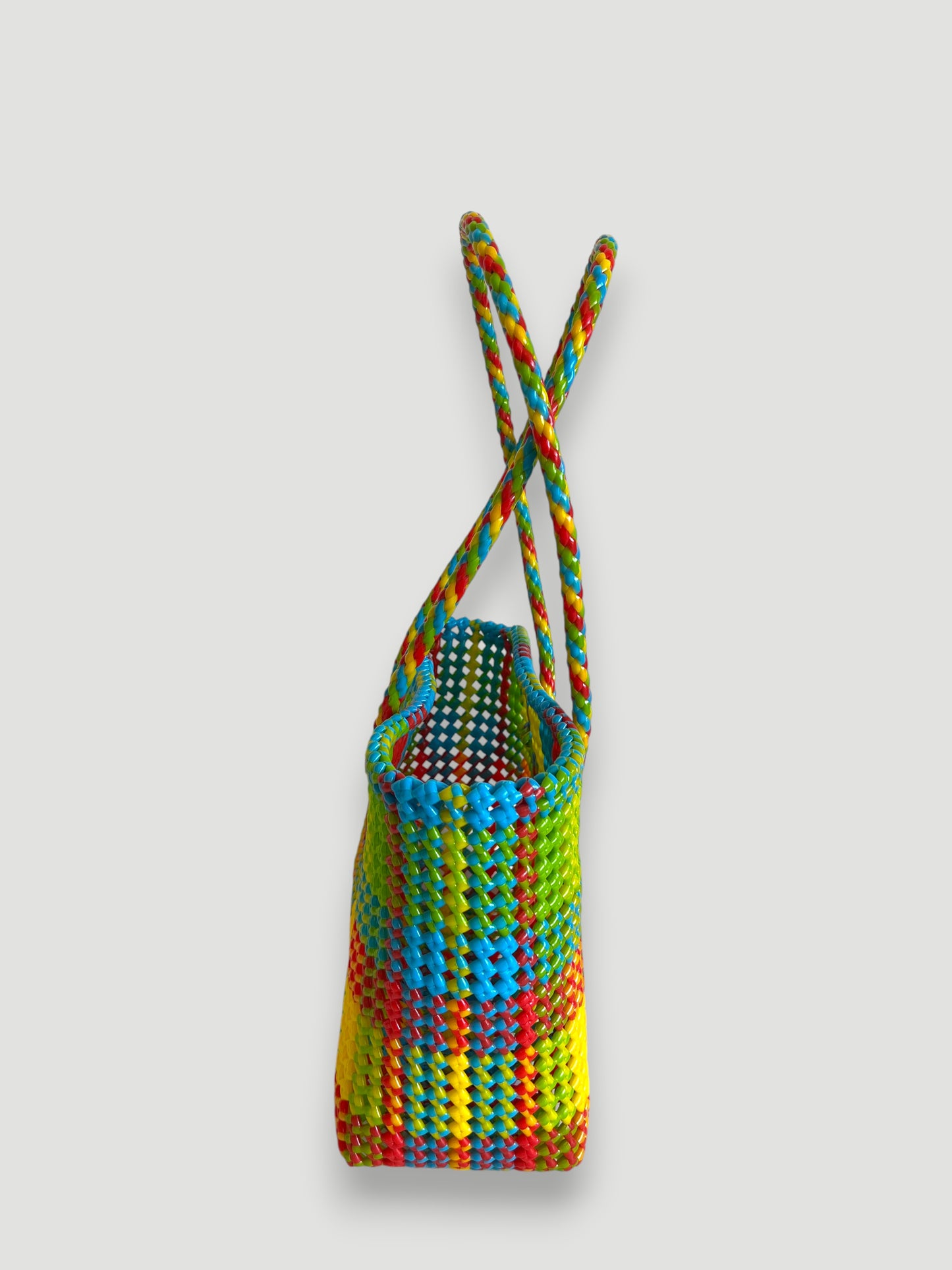 N°388M - SAC PANIER TRESSÉ MAIN - MOYEN - multicolors
