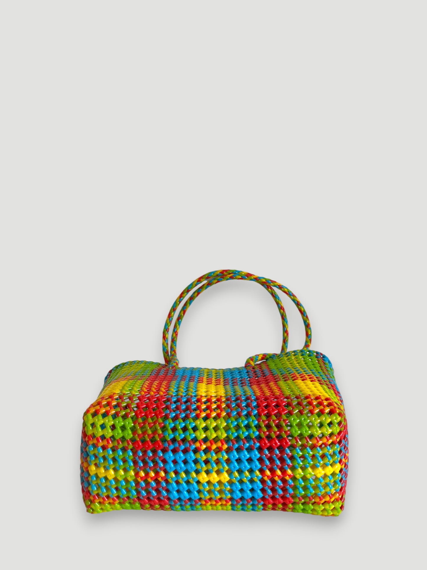 N°388M - SAC PANIER TRESSÉ MAIN - MOYEN - multicolors