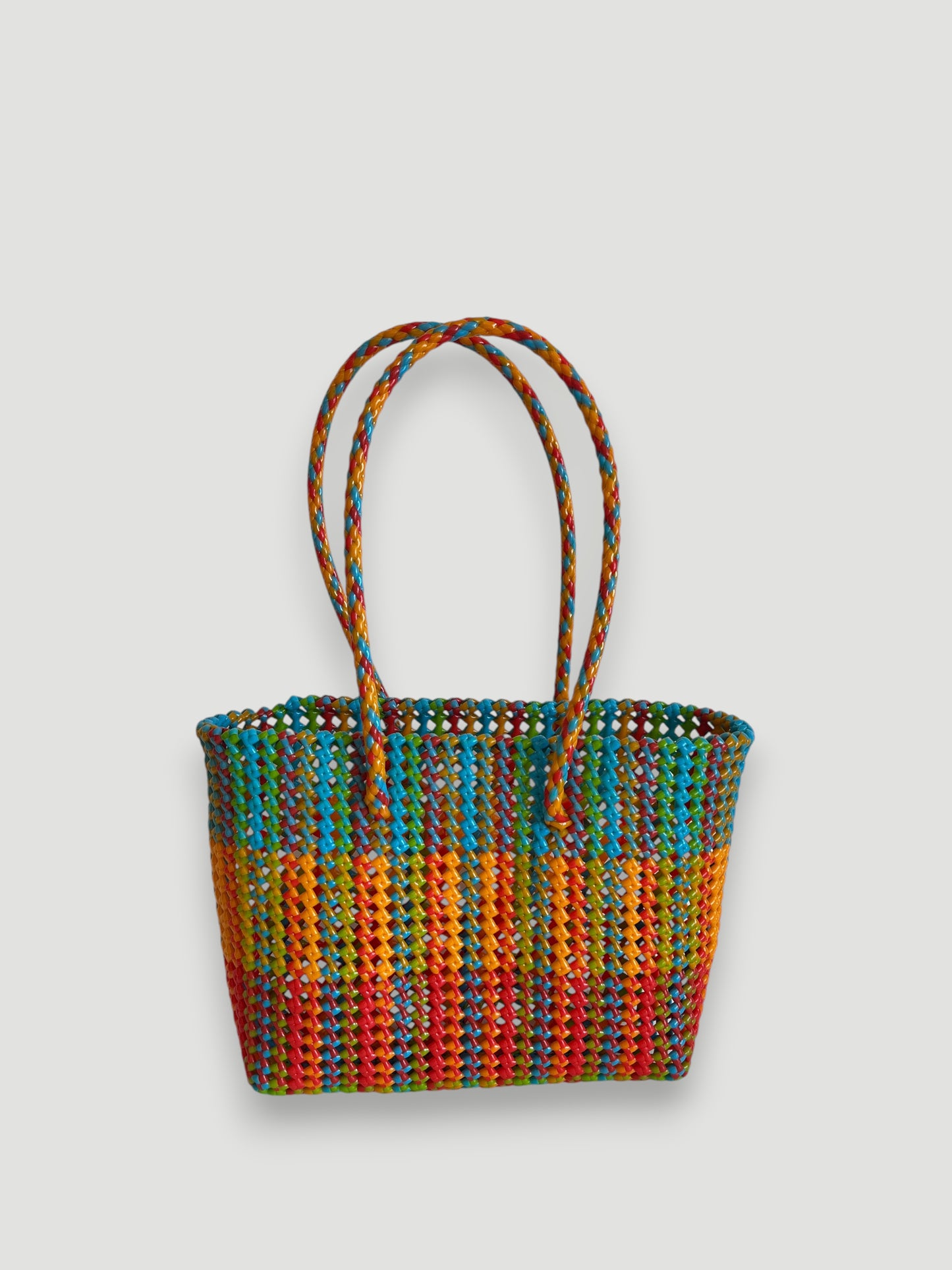 N°389M - SAC PANIER TRESSÉ MAIN - MOYEN - multicolors