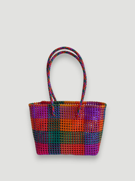 No. 390M - Hand-braided basket bag - medium - multicoloured