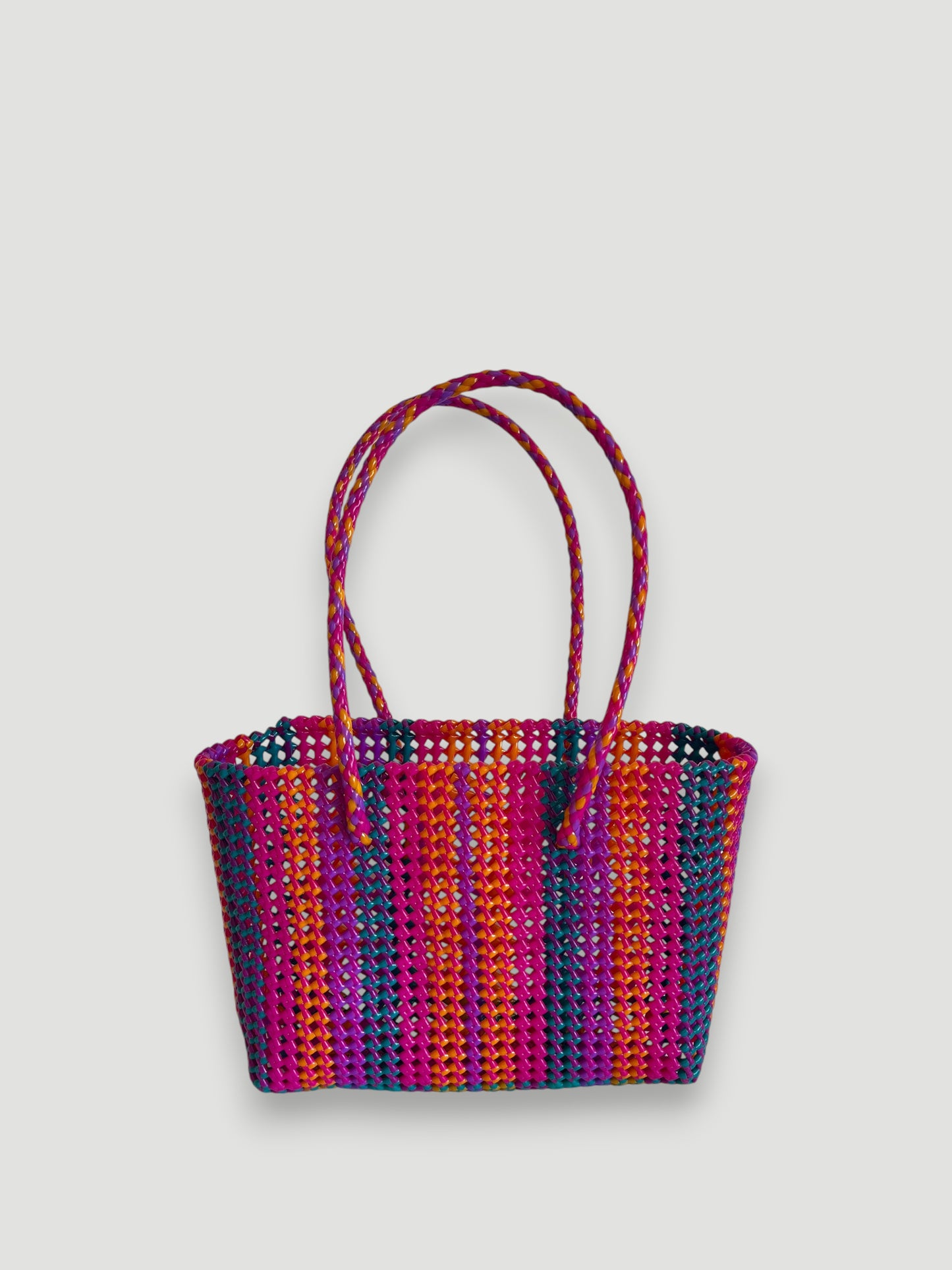 N°391M - SAC PANIER TRESSÉ MAIN - MOYEN - multicolors