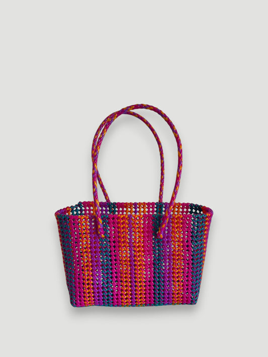 No. 391M - Hand-braided basket bag - medium - multicoloured