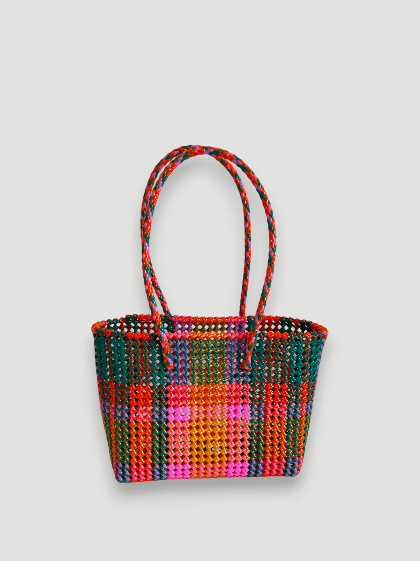 N°392M - SAC PANIER TRESSÉ MAIN - MOYEN - multicolors